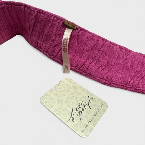Free People Corazon Crop Top XL Pink Endless Summer Textured Adjustable Tie NWT - Picture 3 of 12